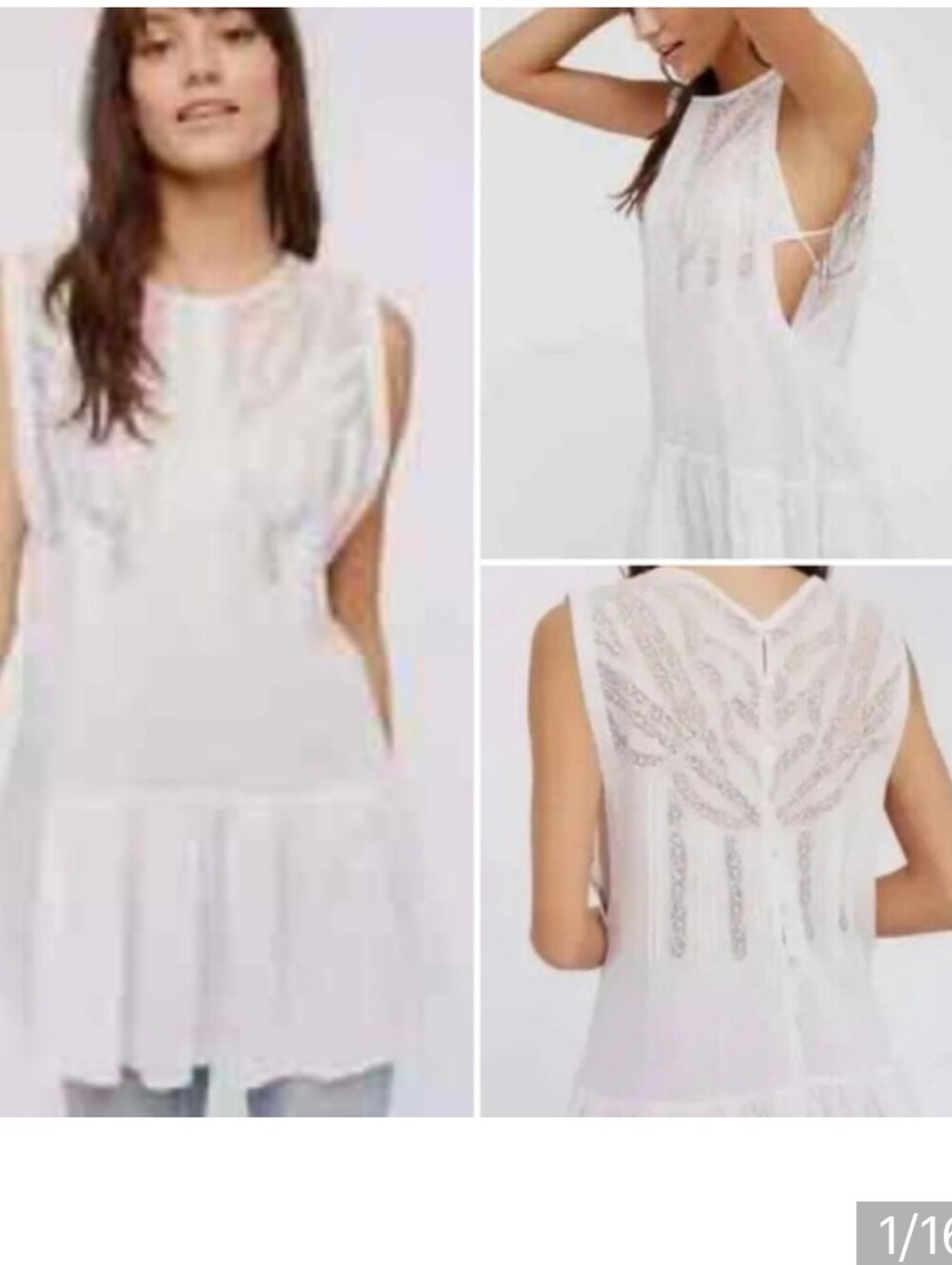 Free People Imaginary Friend Tunic White Lace Xs Oversized. New With Tags